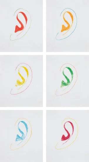 Six Ear Drawings (Complementary Colors) (H.175-H.180), 2007 by John Baldessari
