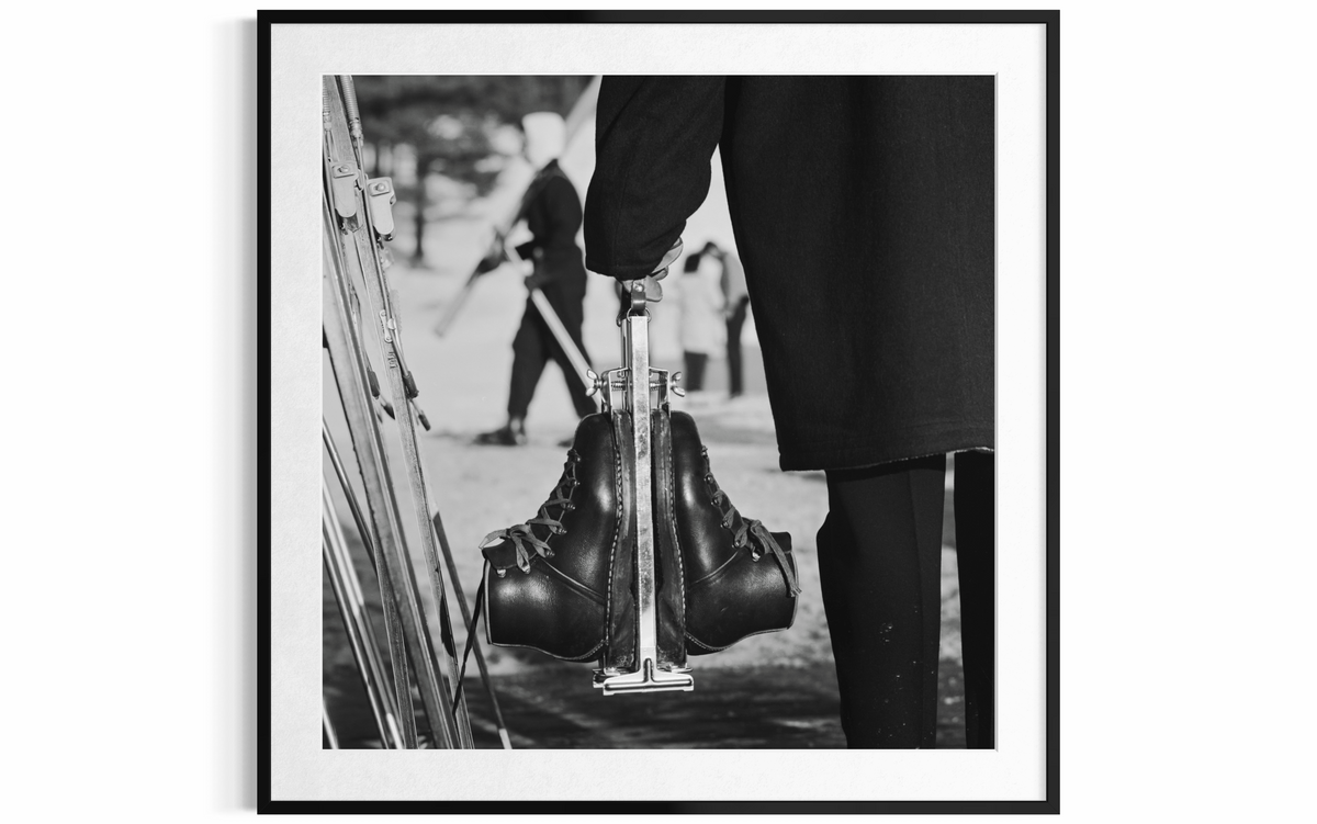 New England Skiing (Boots), 1955 by Slim Aarons