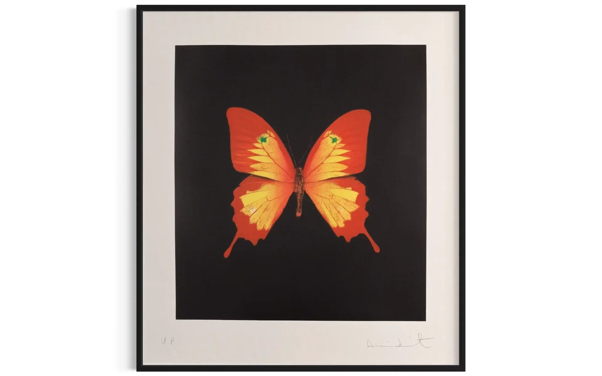 Red, Yellow Swallowtail and green spots (Unique Butterly Print), 2008 by Damien Hirst