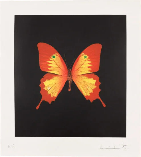 Red, Yellow Swallowtail and green spots (Unique Butterly Print), 2008 by Damien Hirst