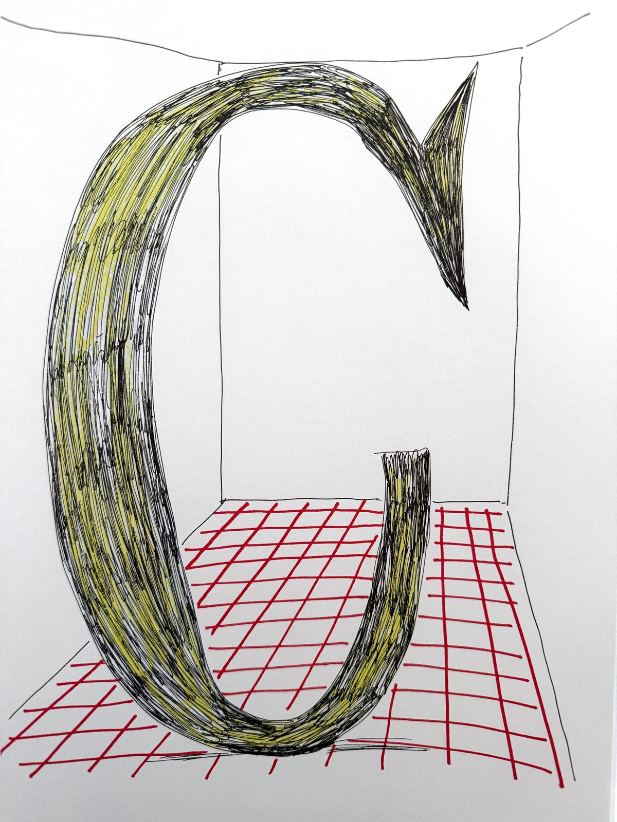 David Hockney letter C, in-hand view