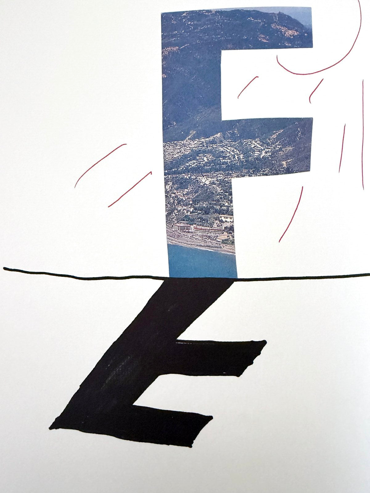 David Hockney letter F, in-hand view