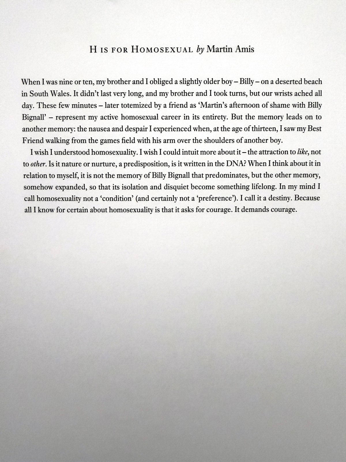 David Hockney letter L, in-hand view