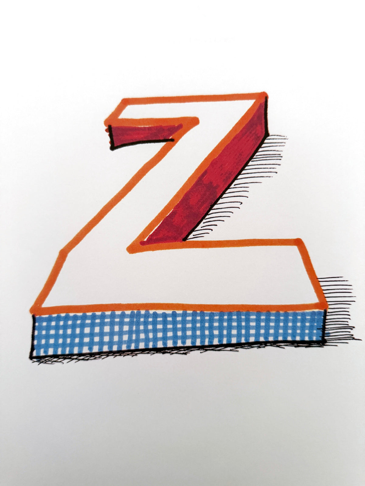 David Hockney letter Z, in-hand view