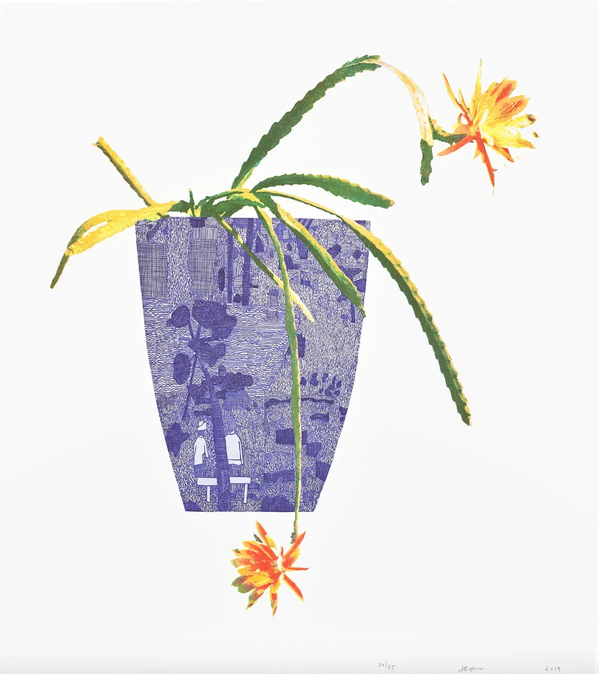 Three Landscape Pots: Night Bloom, 2019 by Jonas Wood