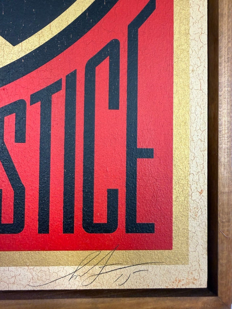 Don't Be a MFR (Respect & Justice) (On Wood), 2015 by Shepard Fairey, signature detail