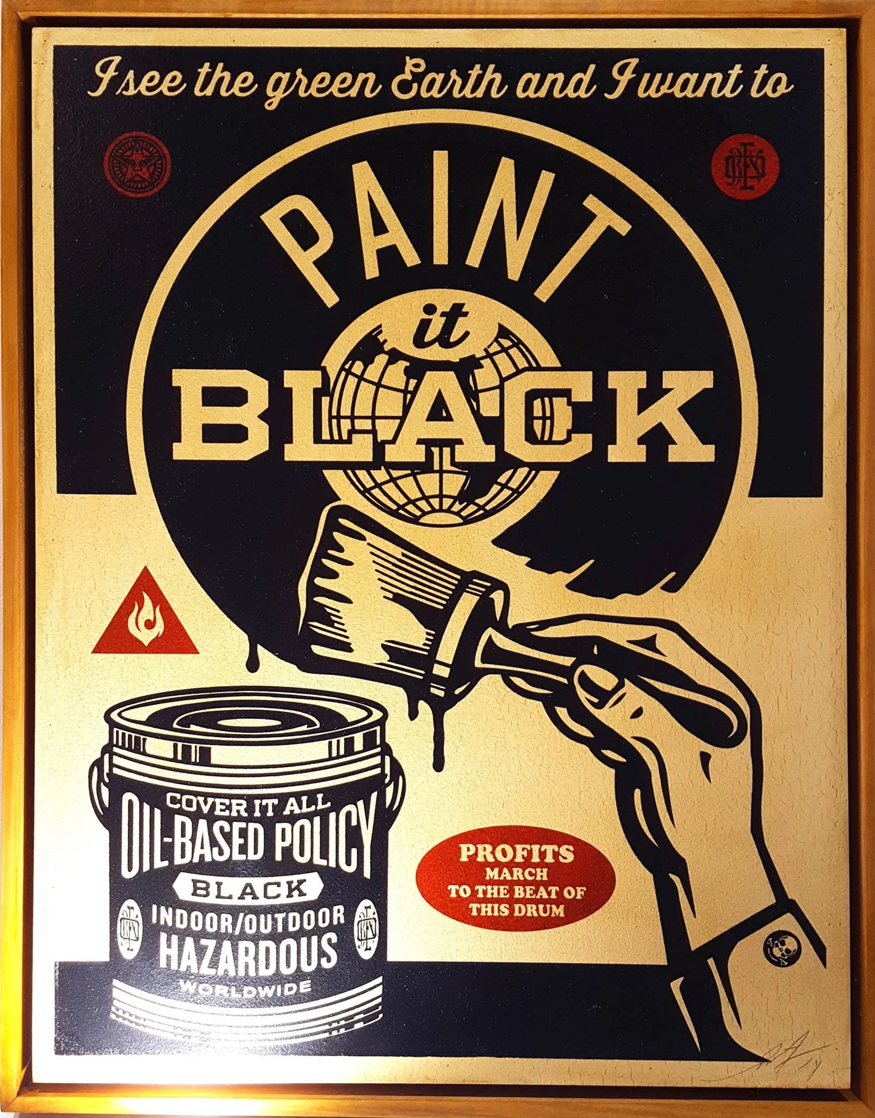 Paint it black (on Wood), 2014 by Shepard Fairey
