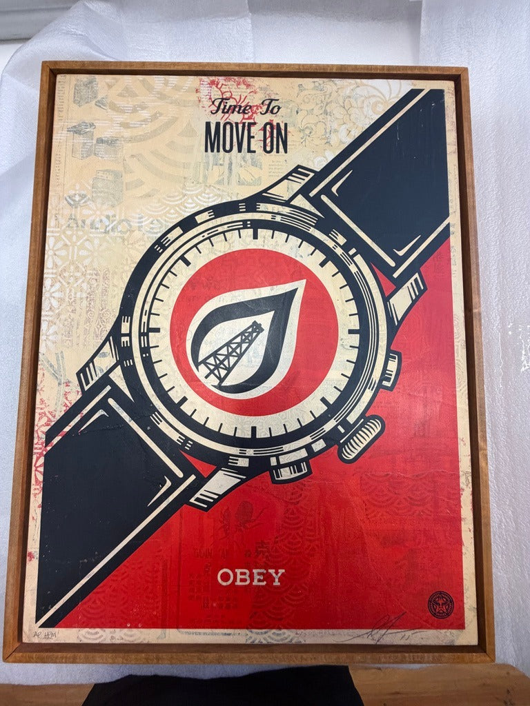 Time to Move On (HPM on Wood), 2015 by Shepard Fairey
