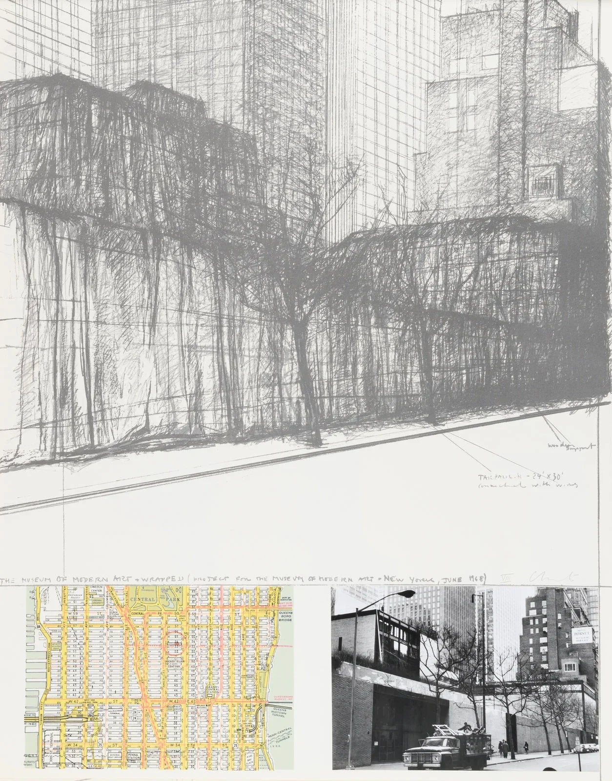 The Museum of Modern Art, Wrapped (Rear), Project for New York, 1971 by Christo & Jeanne-Claude