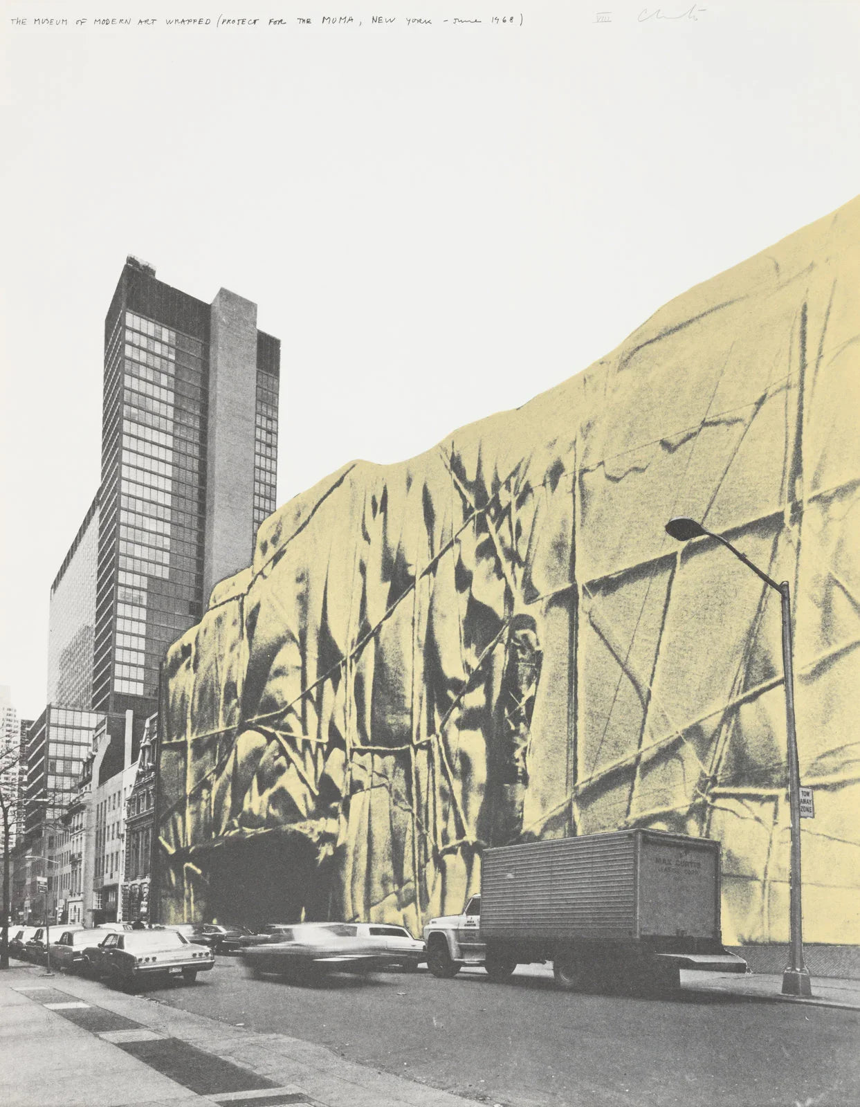 The Museum of Modern Art, Wrapped (Front), Project for New York, 1971 by Christo & Jeanne-Claude