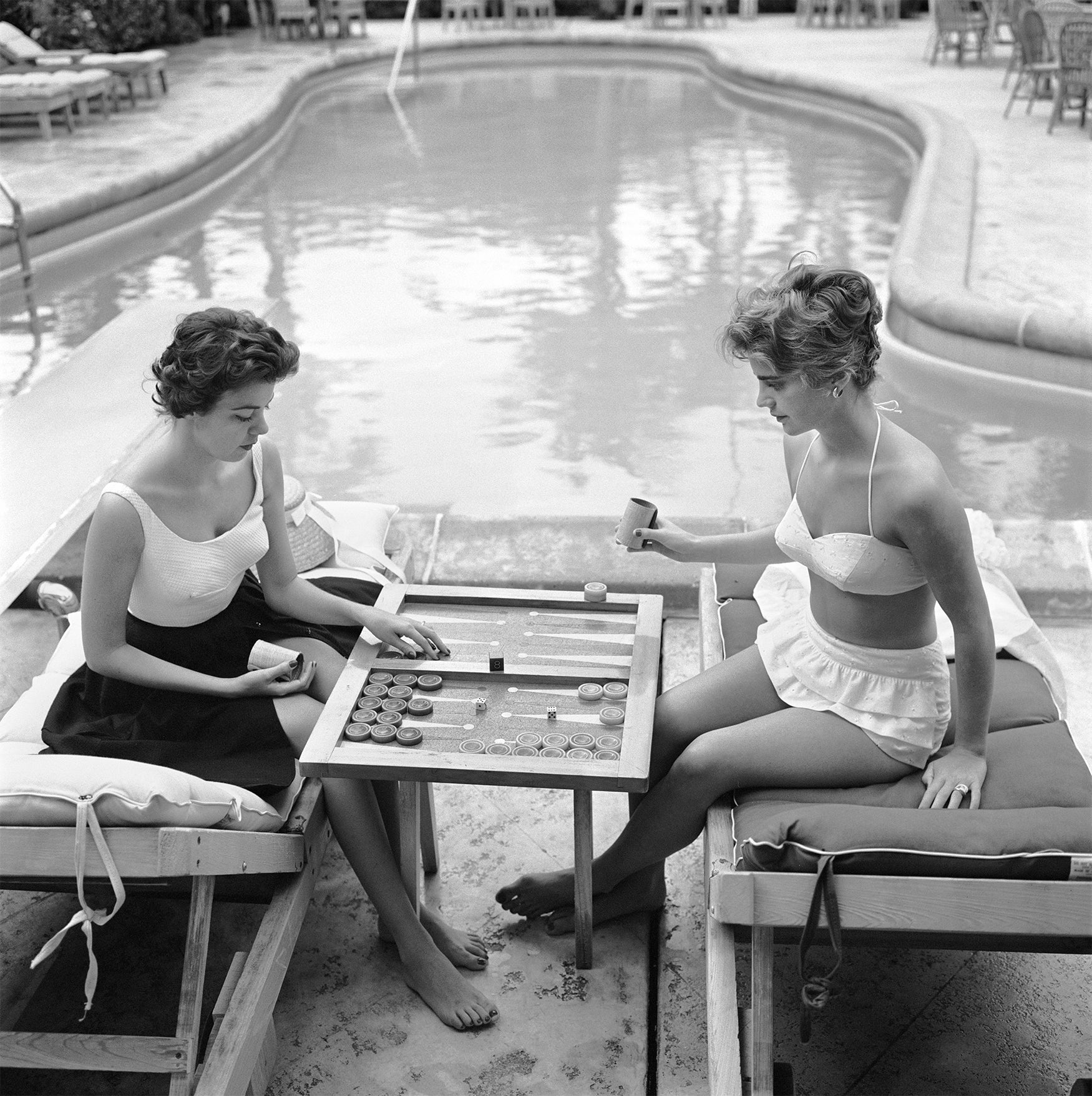 Backgammon By The Pool (Palm Beach), 1959 by Slim Aarons