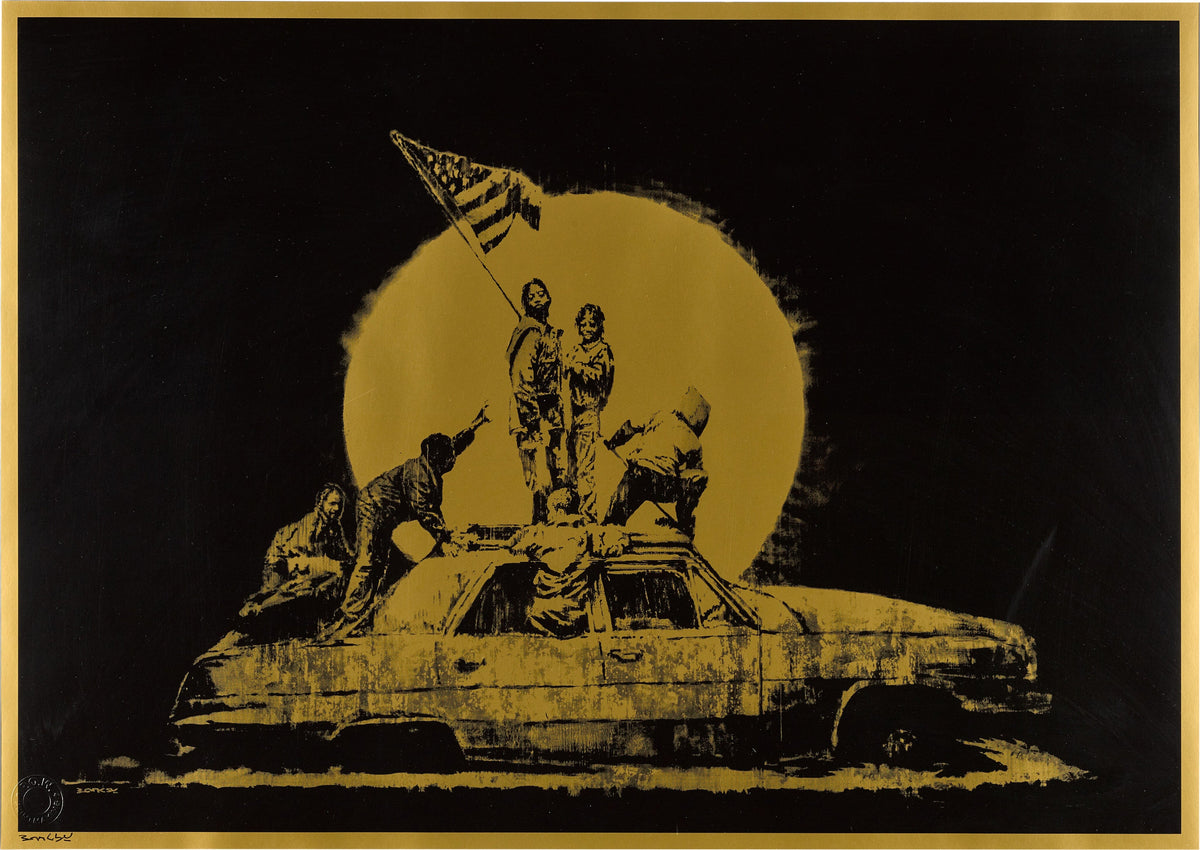 Banksy, Flag (Gold), 2007
