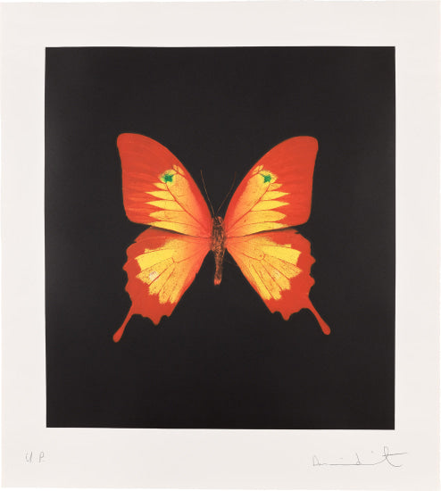 Red, Yellow Swallowtail and green spots (Unique Butterly Print), 2008 by Damien Hirst