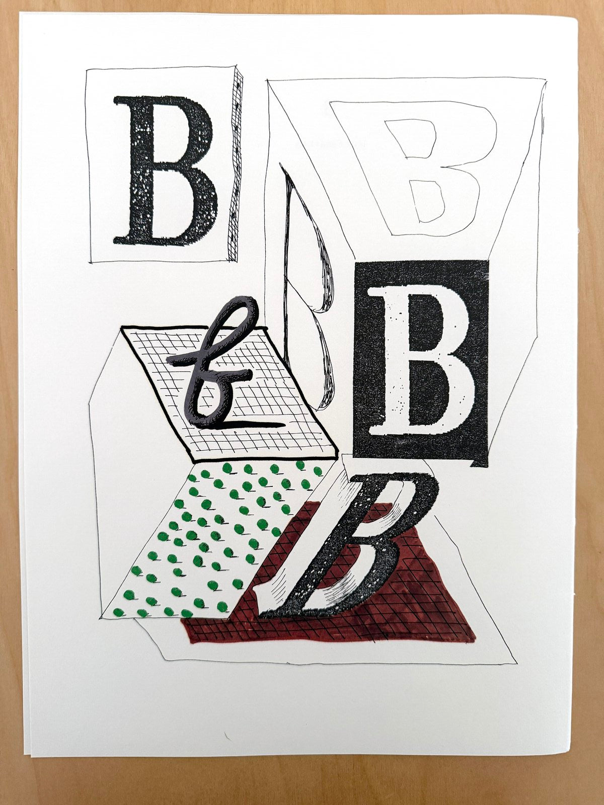 David Hockney letter B, in-hand view