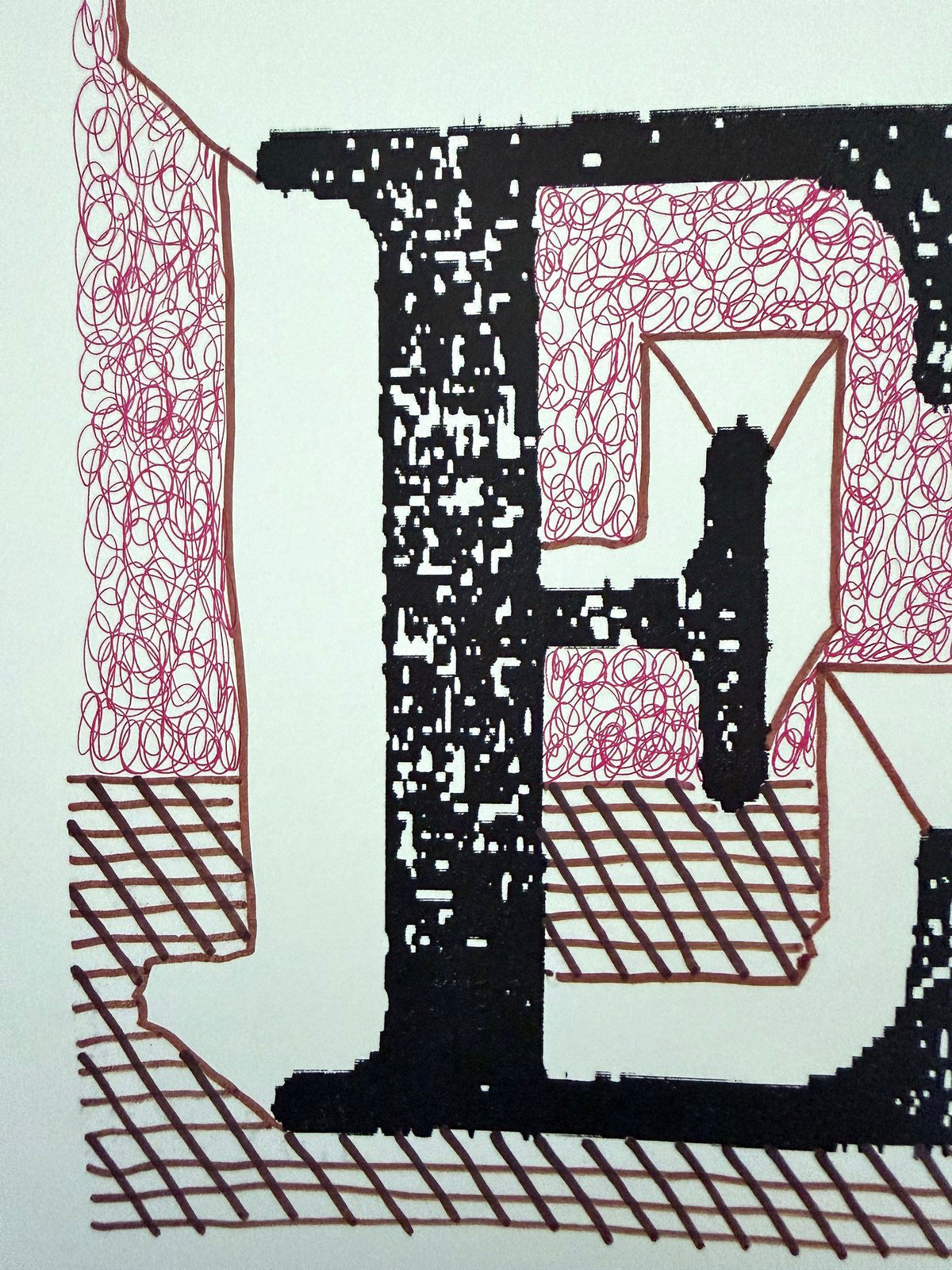 David Hockney letter E, in-hand view