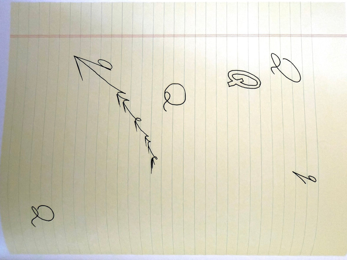 David Hockney letter Q, in-hand view