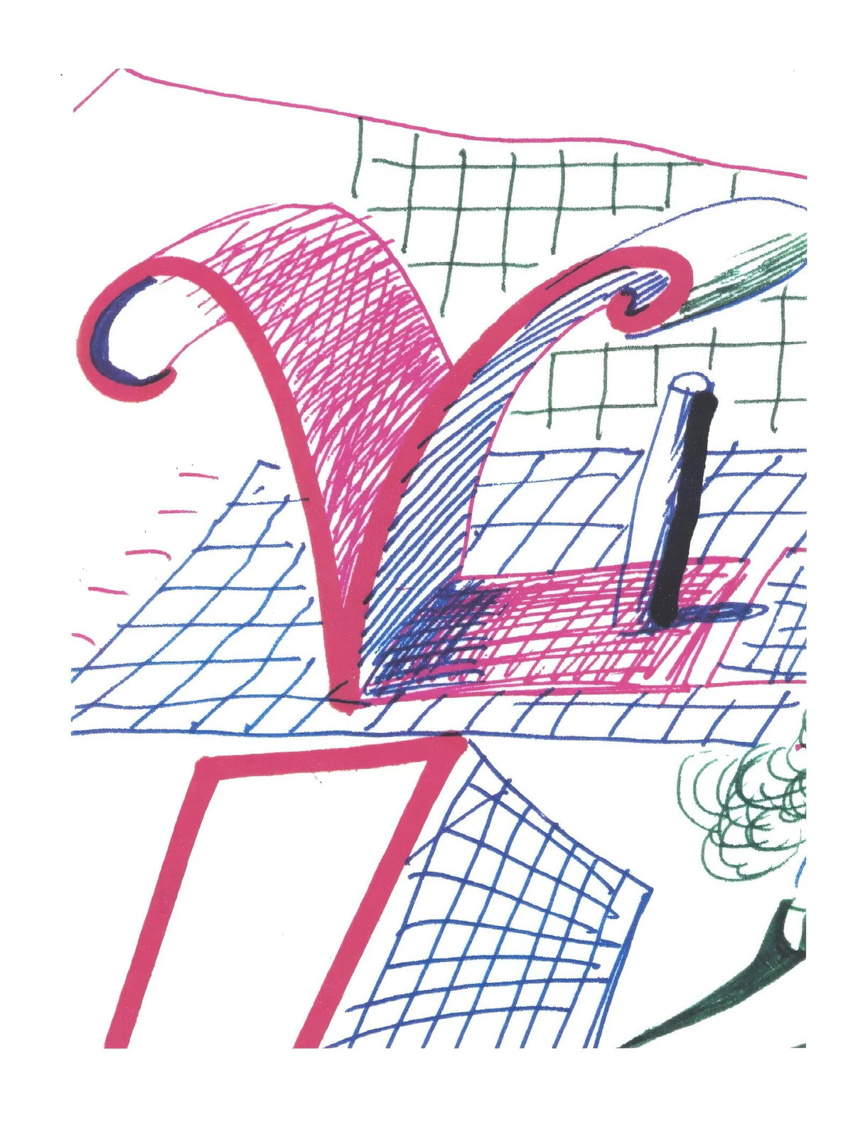 David Hockney, V, from Hockney's Alphabet, 1991 — lithograph