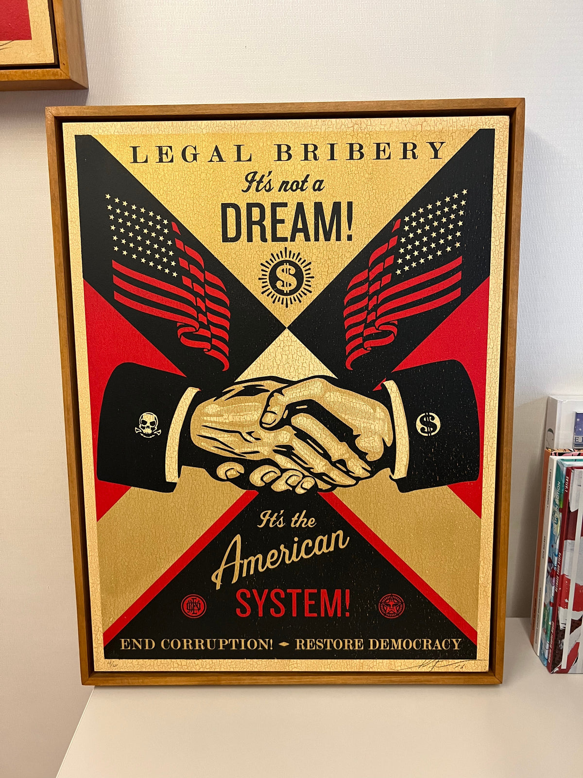Legal Bribery (On Wood), 2016 by Shepard Fairey