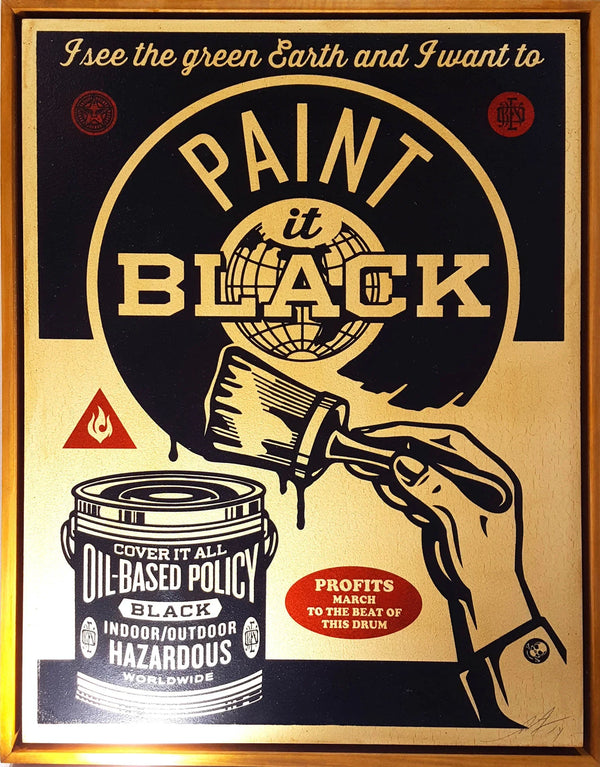Paint it black (on Wood), 2014 by  Shepard Fairey