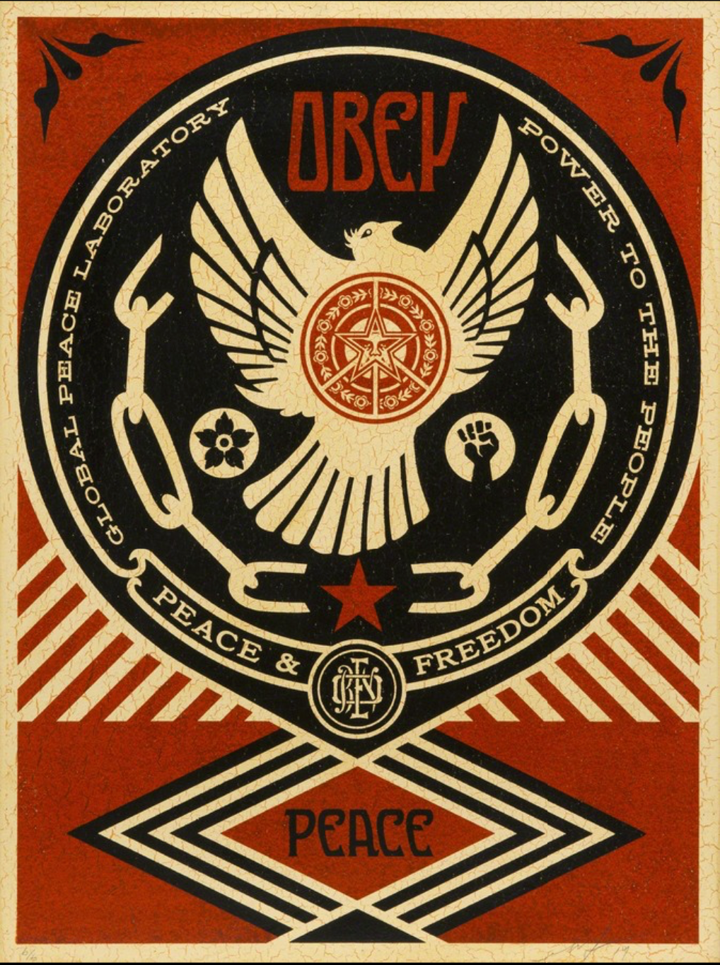 Peace & Freedom DOVE (HPM on Wood), 2014 by  Shepard Fairey