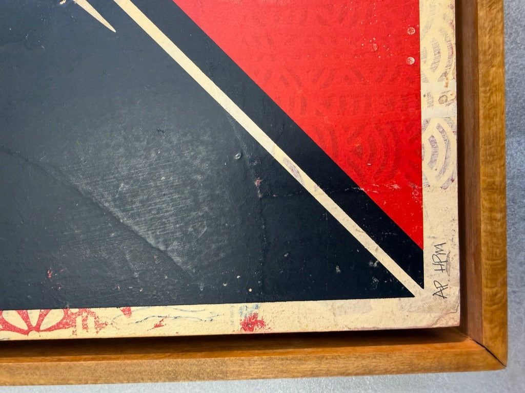 Time to Move On (HPM on Wood), 2015 by Shepard Fairey, AP HPM inscription detail