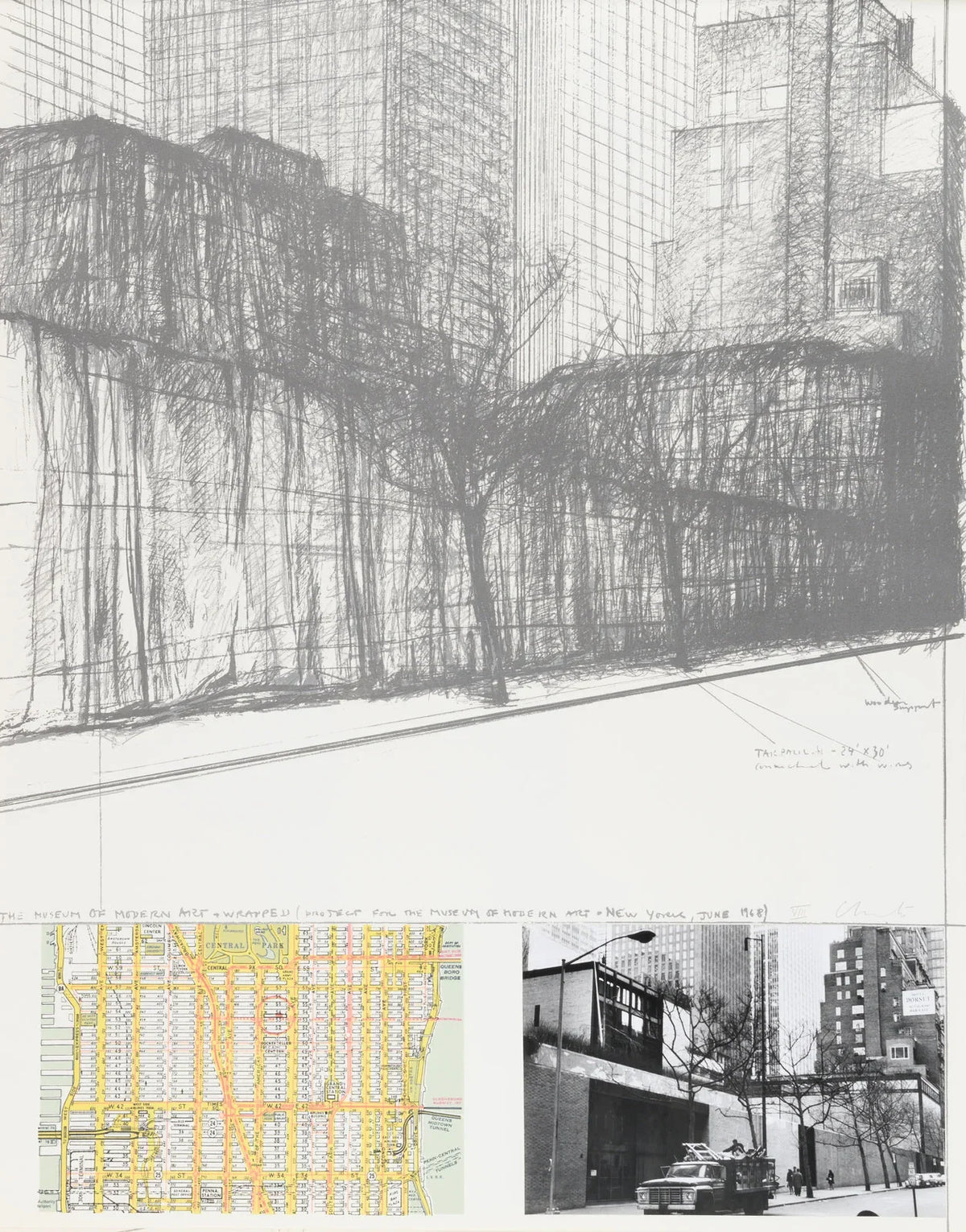 The Museum of Modern Art, Wrapped (Rear), Project for New York, 1971 by Christo & Jeanne-Claude